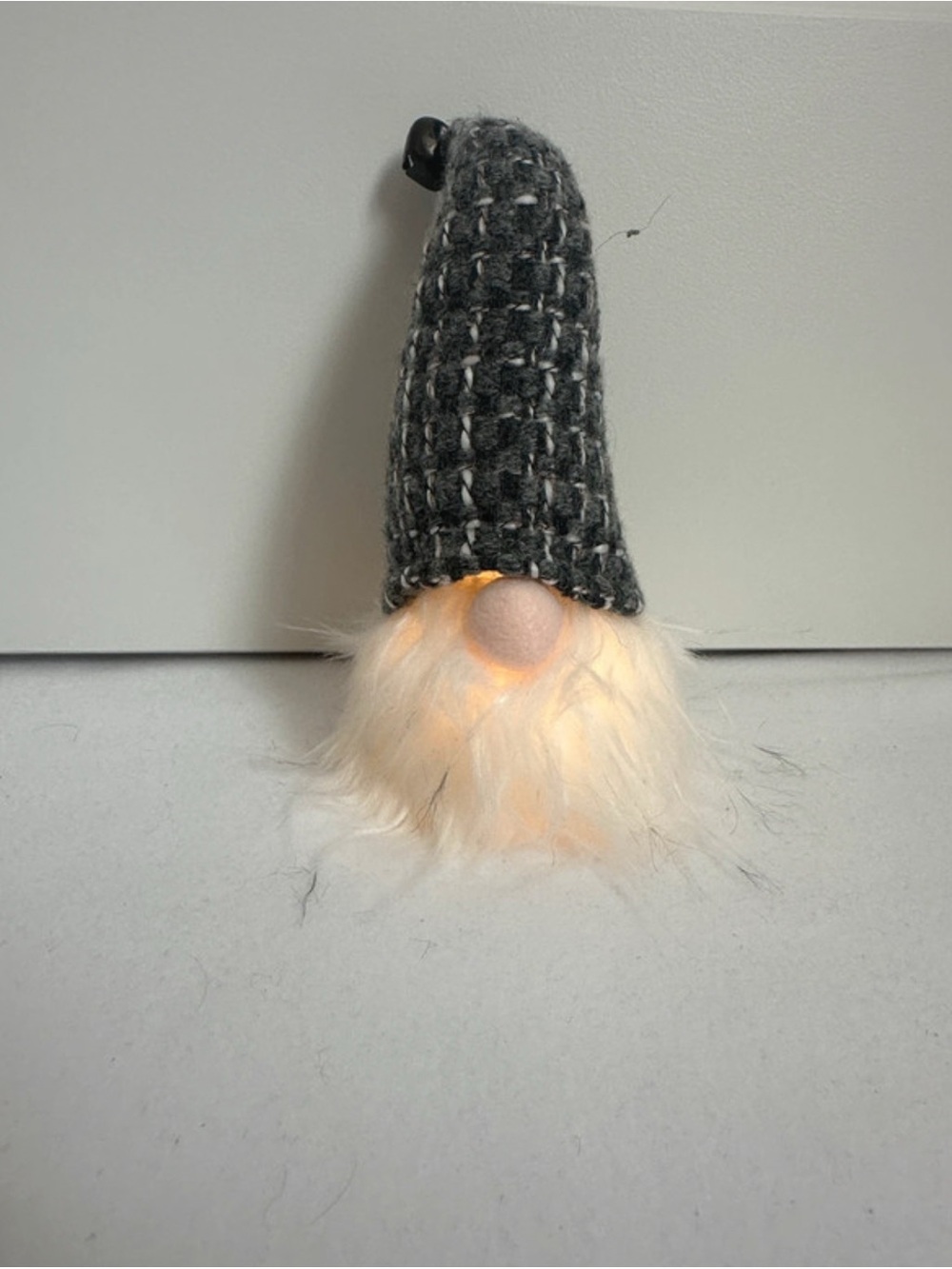 Source Unknown Black and Cream Knit Gnome Accent with Faux Fur Beard